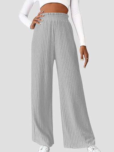 Ribbed High Waist Pants - Trendsi - Flyclothing LLC