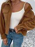 Collared Neck Button Front Jacket with Pockets - Trendsi - Flyclothing LLC