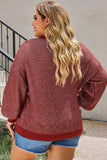 Plus Size Waffle-Knit Round Neck Dropped Shoulder Sweater - Trendsi - Flyclothing LLC