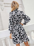 Printed Lantern Sleeve Turtleneck Dress - Trendsi - Flyclothing LLC