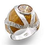 Alamode High-Polished 925 Sterling Silver Ring with AAA Grade CZ in Champagne - Alamode - Flyclothing LLC