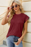 Round Neck Cap Sleeve T-Shirt - Trendsi - Flyclothing LLC