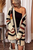 Striped Open Front Longline Cardigan - Trendsi - Flyclothing LLC