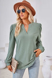 Notched Long Sleeve T-Shirt - Trendsi - Flyclothing LLC
