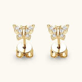 Moissanite 925 Sterling Silver Butterfly Stud Earrings - Trendsi - Flyclothing LLC