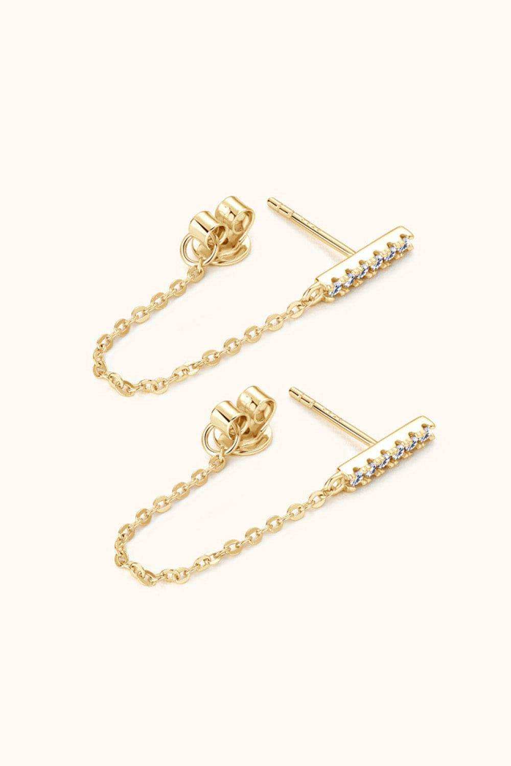 Moissanite 925 Sterling Silver Connected Earrings - Trendsi - Flyclothing LLC