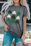 Lucky Clover Round Neck Short Sleeve T-Shirt - Trendsi - Flyclothing LLC