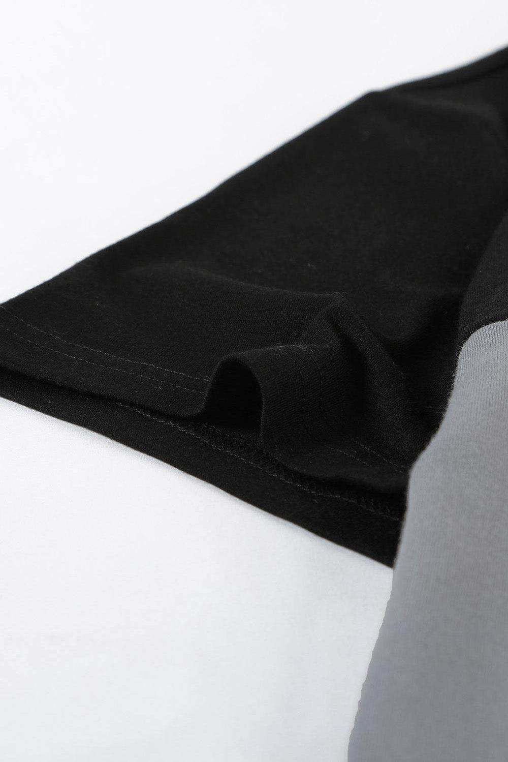 Color Block Side Slit Round Neck T-Shirt - Trendsi - Flyclothing LLC