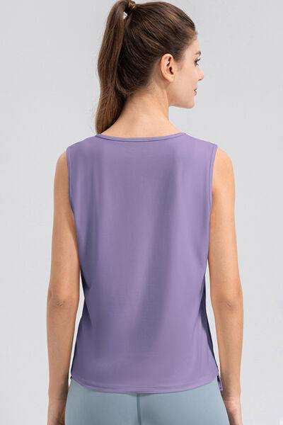 Notched Wide Strap Active Tank - Trendsi - Flyclothing LLC