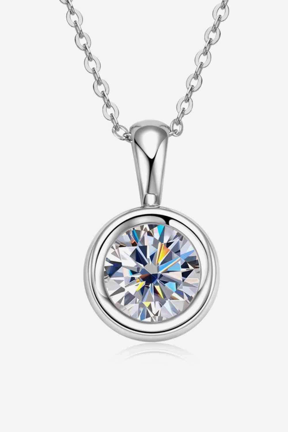 2 Carat Moissanite 925 Sterling Silver Necklace - Trendsi - Flyclothing LLC