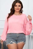 Plus Size Lantern Sleeve Dropped Shoulder Blouse - Trendsi - Flyclothing LLC