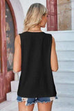 Eyelet Open Front Sleeveless Cardigan - Trendsi - Flyclothing LLC