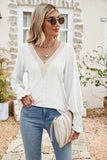 Eyelet V-Neck Smocked Flounce Sleeve Blouse - Trendsi - Flyclothing LLC