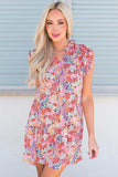 Floral Tie Neck Cap Sleeve Dress - Trendsi - Flyclothing LLC