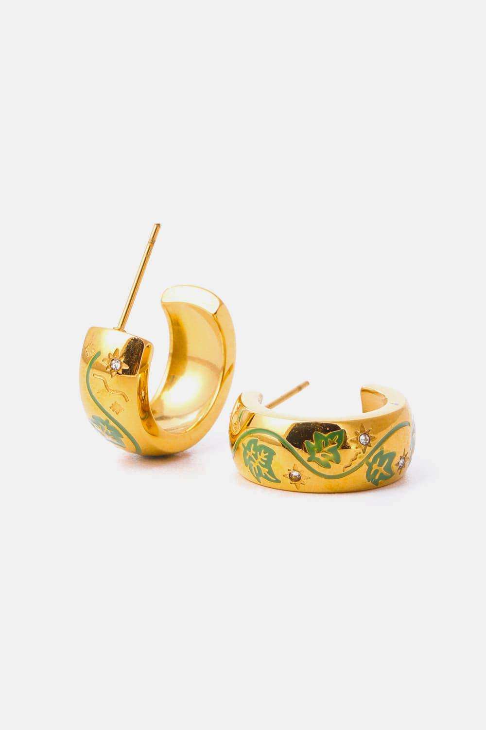 Stainless Steel 18K Gold Plated Ring Shape C-Hoop Earrings - Trendsi - Flyclothing LLC