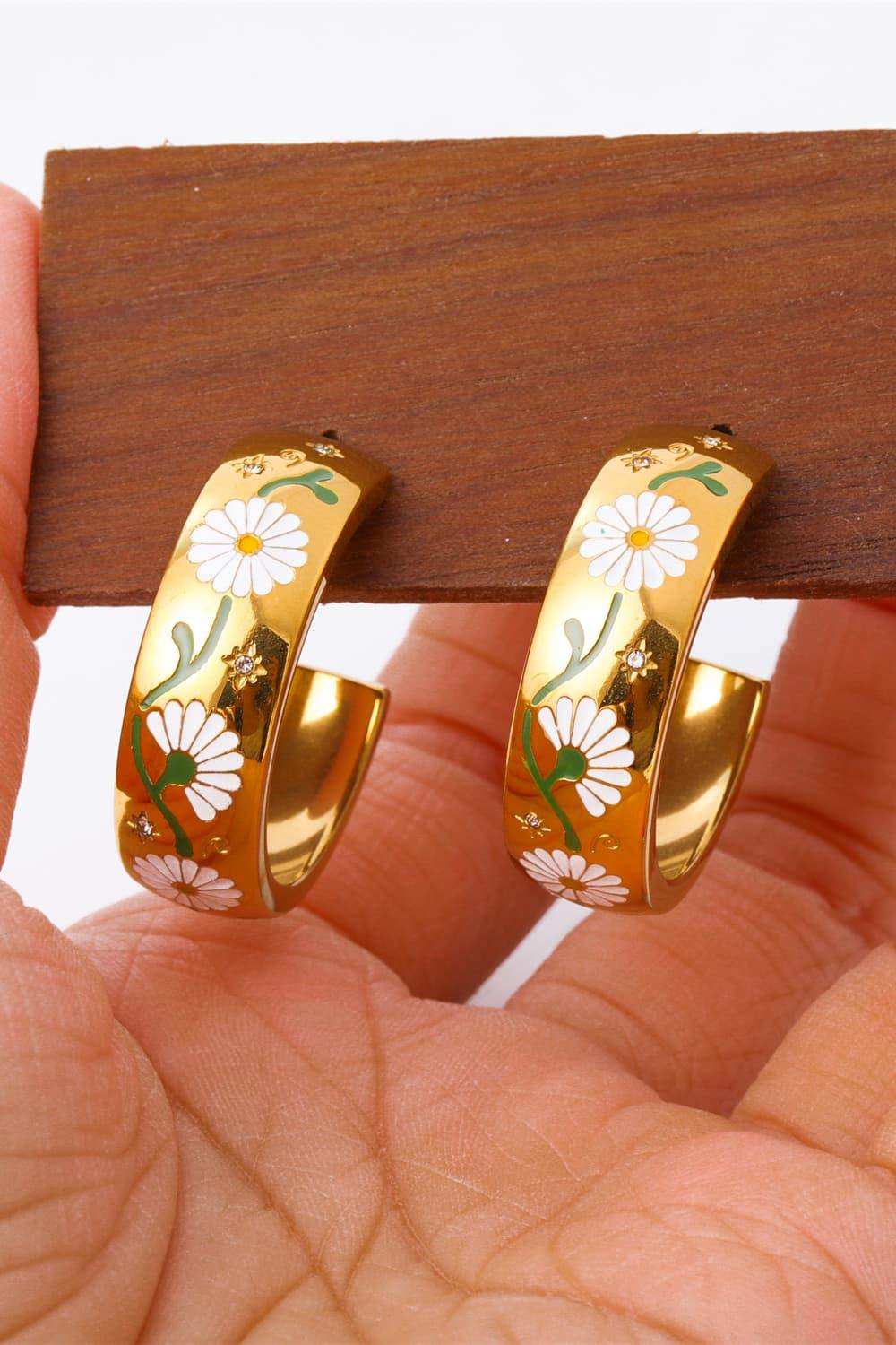 Stainless Steel 18K Gold Plated Ring Shape C-Hoop Earrings - Trendsi - Flyclothing LLC
