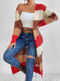 Color Block Open Front Longline Cardigan - Trendsi - Flyclothing LLC