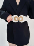 Alloy Buckle Elastic PU Belt - Trendsi - Flyclothing LLC