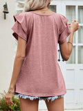 Layered Flutter Sleeve V-Neck Top - Trendsi - Flyclothing LLC