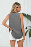 Contrast Trim Plunge Sleeveless Blouse - Trendsi - Flyclothing LLC