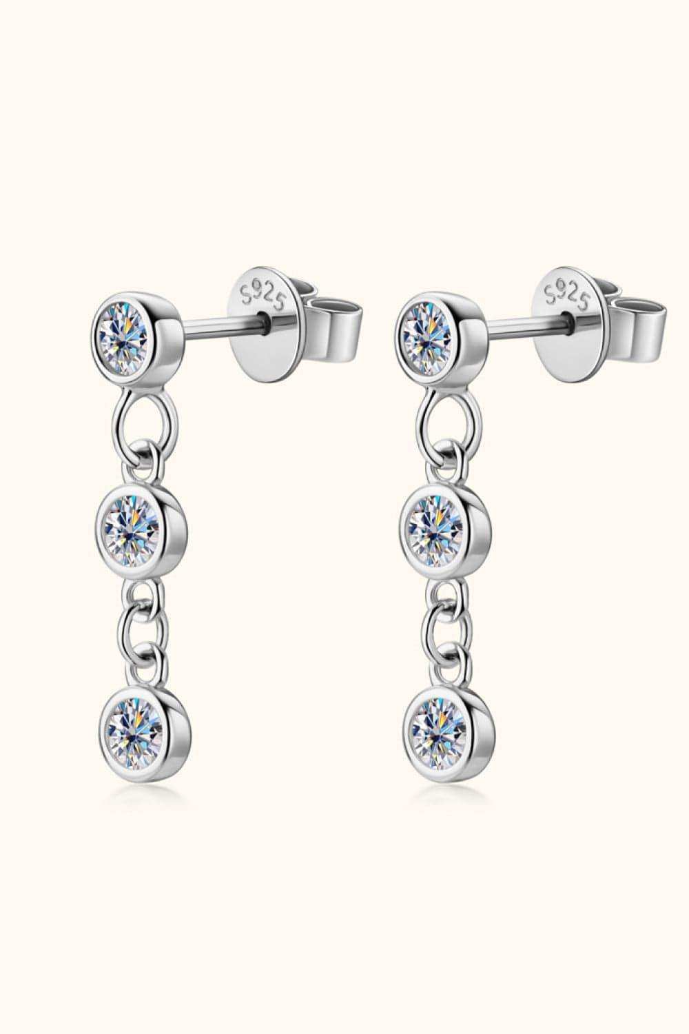 Moissanite 925 Sterling Silver Drop Earrings - Trendsi - Flyclothing LLC