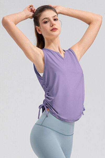 Notched Wide Strap Active Tank - Trendsi - Flyclothing LLC