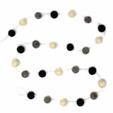 Hand Crafted Felt from Nepal: Pom Pom Garlands, White/Black/Gray - Global Groove Direct - Flyclothing LLC
