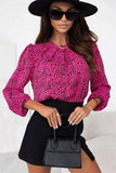 Leopard Round Neck Balloon Sleeve Blouse - Trendsi - Flyclothing LLC
