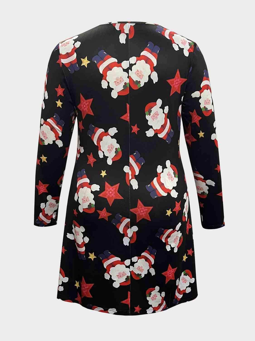 Plus Size Santa Printed Round Neck Dress - Trendsi - Flyclothing LLC