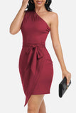 Tie Front One-Shoulder Sleeveless Dress - Trendsi - Flyclothing LLC