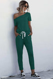 Asymmetrical Neck Tied Jumpsuit with Pockets - Trendsi - Flyclothing LLC