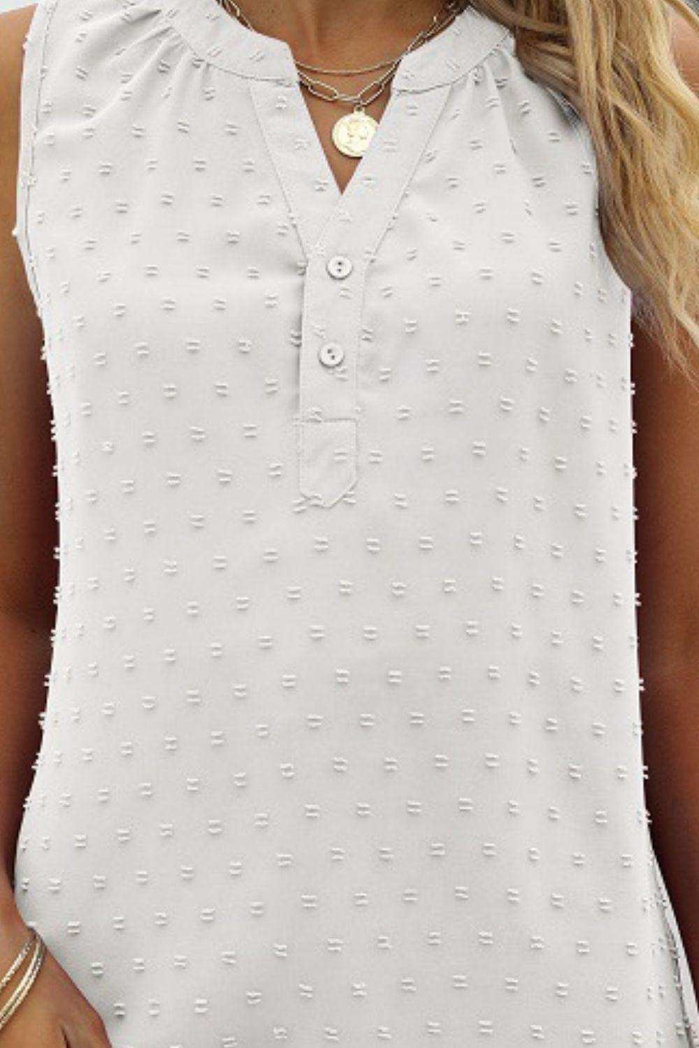 Swiss Dot Notched Neck Tank - Trendsi - Flyclothing LLC