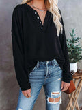 Buttoned Drop Shoulder Top - Trendsi - Flyclothing LLC