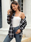 Plaid Button Up Pocketed Shirt - Trendsi - Flyclothing LLC