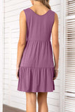 Decorative Button Scoop Neck Sleeveless Tiered Dress - Trendsi - Flyclothing LLC