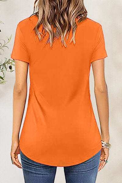 Crisscross Short Sleeve T-Shirt - Trendsi - Flyclothing LLC