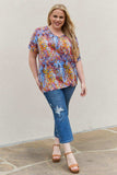 Be Stage Full Size Printed Dolman Flowy Top - Trendsi - Flyclothing LLC