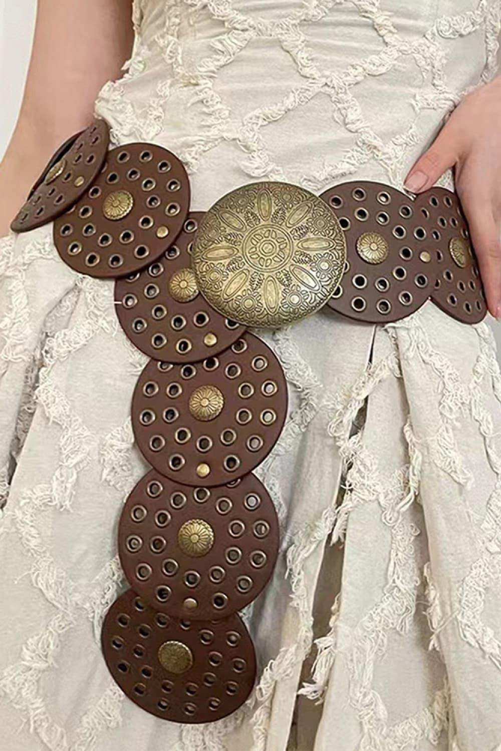 Zinc Alloy PU Disc Belt - Trendsi - Flyclothing LLC