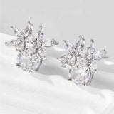 Zircon 925 Sterling Silver Flower Stud Earrings - Trendsi - Flyclothing LLC