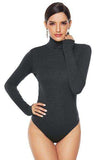 Ribbed Turtleneck Long Sleeve Bodysuit - Trendsi - Flyclothing LLC