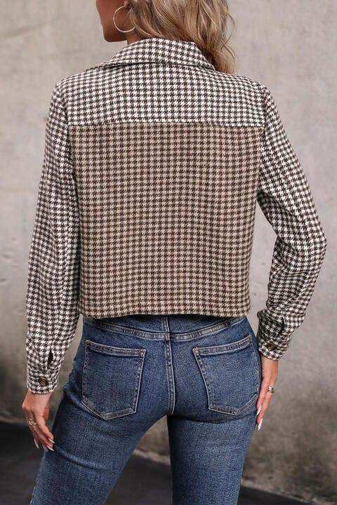 Collared Neck Button Front Pocketed Jacket - Trendsi - Flyclothing LLC