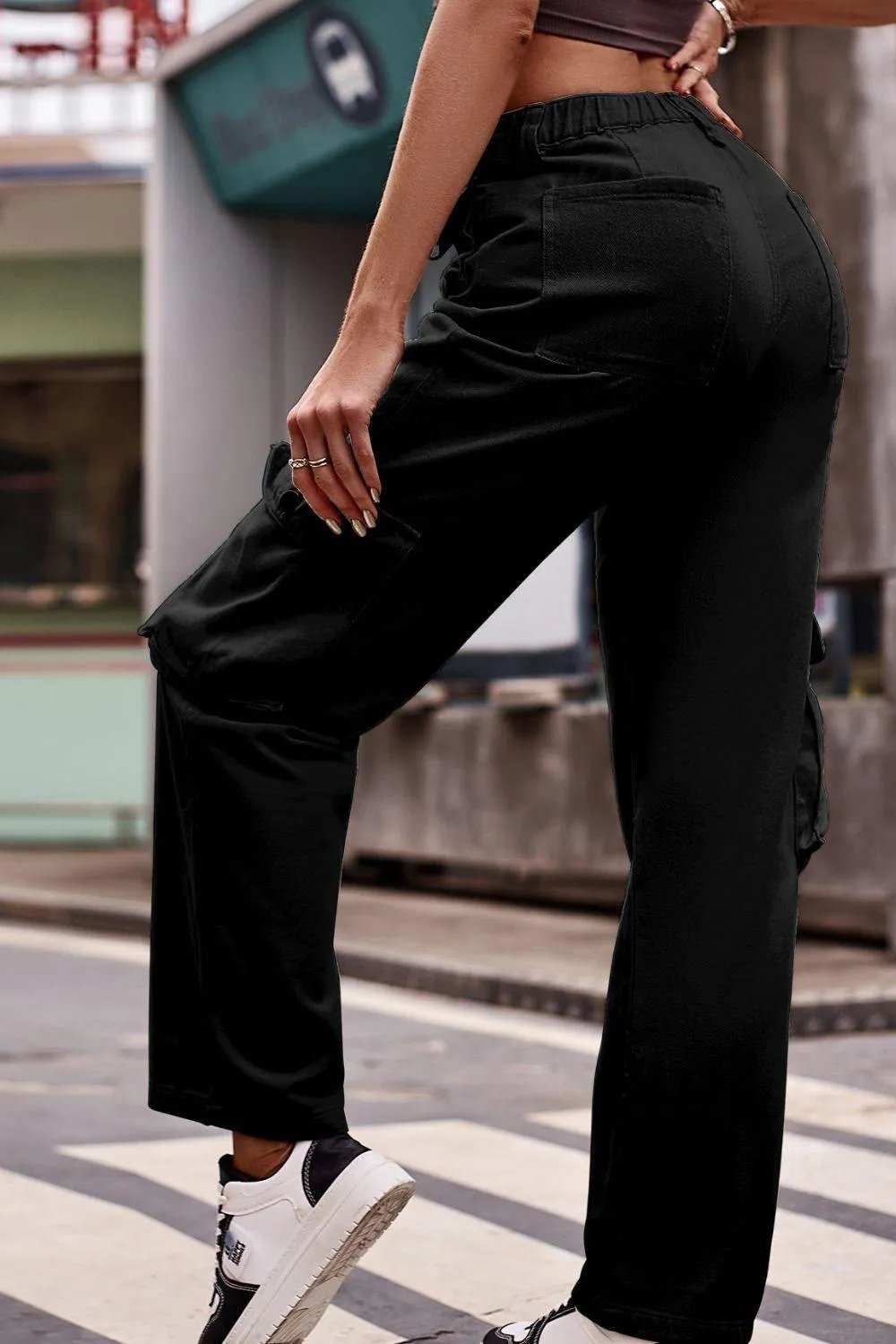 Buttoned Knee Pockets Loose Fit Jeans - Trendsi - Flyclothing LLC