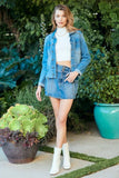 Veveret Button Up Raw Hem Denim Jacket - Trendsi - Flyclothing LLC
