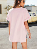 High-Low Side Slit V-Neck Tee - Trendsi - Flyclothing LLC