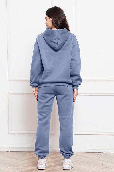 Drop Shoulder Long Sleeve Hoodie and Pants Set - Trendsi - Flyclothing LLC