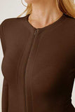 Zip Up Long Sleeve Bodysuit - Trendsi - Flyclothing LLC