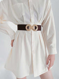 Geometric Buckle Elastic Wide Belt - Trendsi - Flyclothing LLC