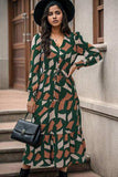 Printed Tied Pocketed Lantern Sleeve Dress - Trendsi - Flyclothing LLC