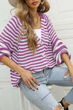 Striped Button Up Long Sleeve Cardigan - Trendsi - Flyclothing LLC