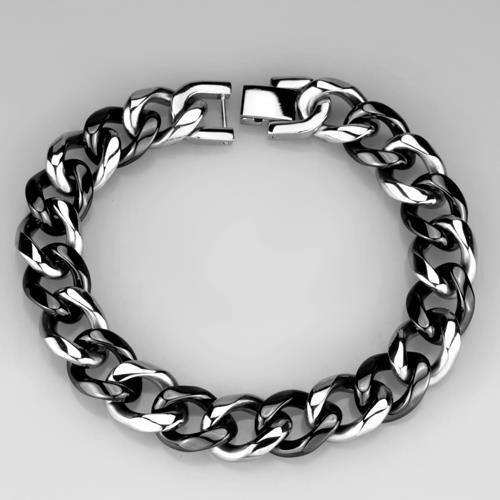 Alamode High polished (no plating) Stainless Steel Bracelet with Ceramic in Jet - Alamode - Flyclothing LLC